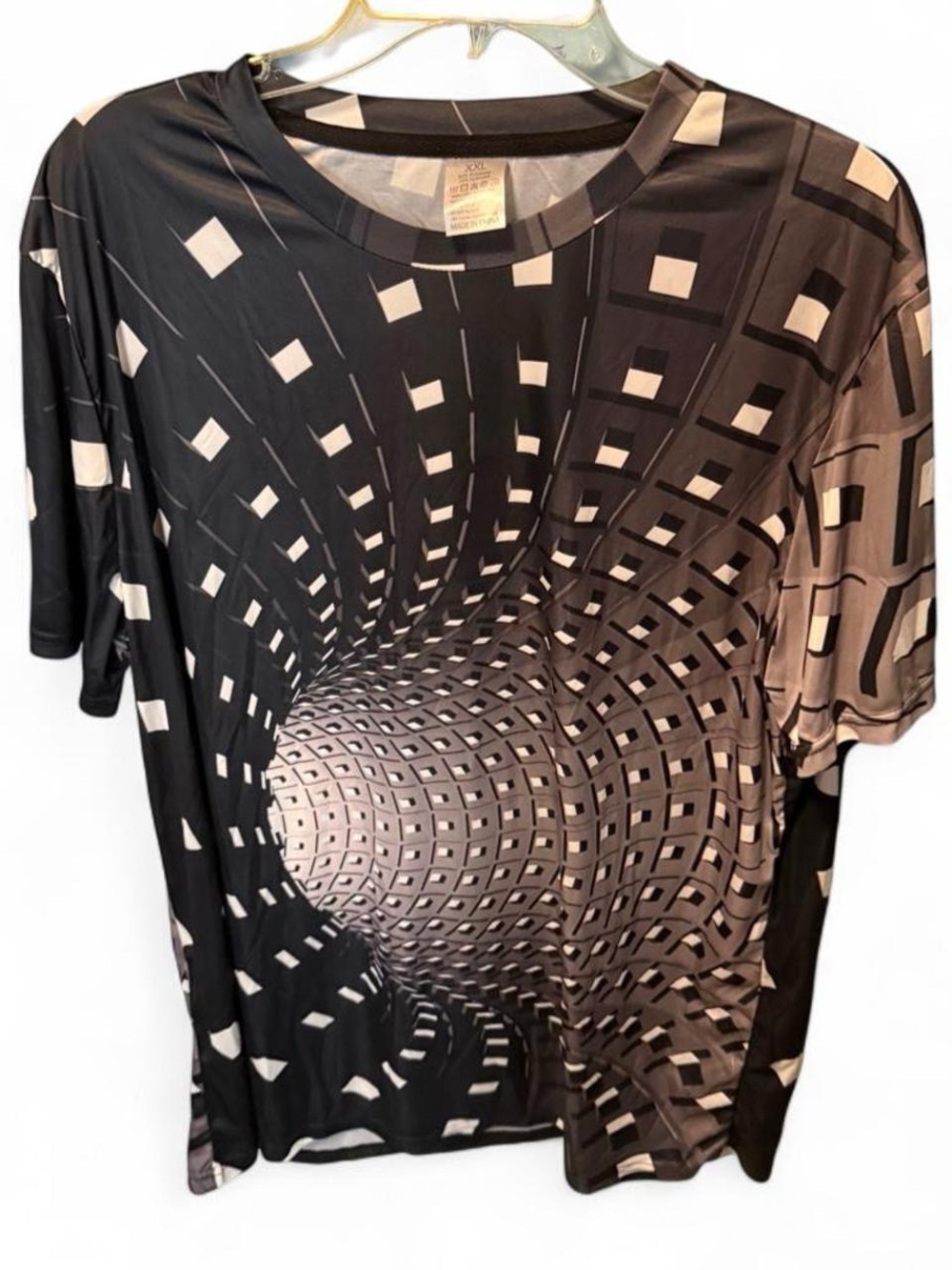 Men's Black Optical Tunnel Graphic Short Sleeve Tee